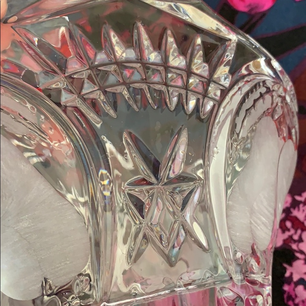 Lead Crystal Etched Cut Glass Basket - Picture 3 of 12
